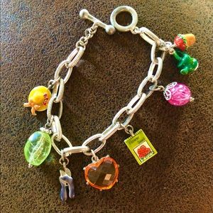 Pretty garden themed charm bracelet silver with  delicate stones and charms